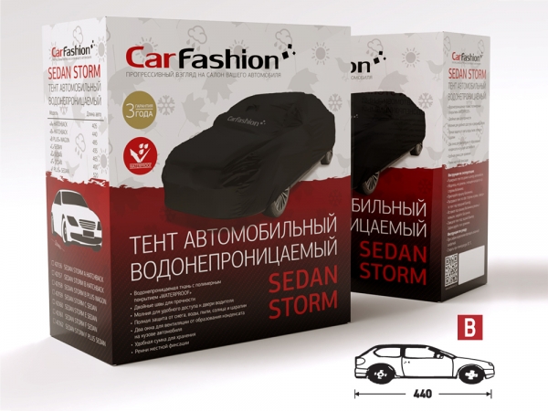 Тент CarFashion «SEDAN STORM B», (Хетчбек, черный)  Длина укрываемого авто 4400.