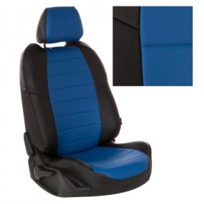 Renault Logan II 40/60 / Sandero II (без подушек безопасности) c 14г. Черный + Синий Экокожа