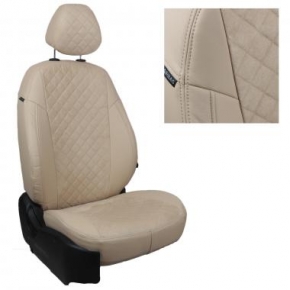 Renault Logan II 40/60 / Sandero II (без подушек безопасности) c 14г. Бежевый + Бежевый Алькантара ромб