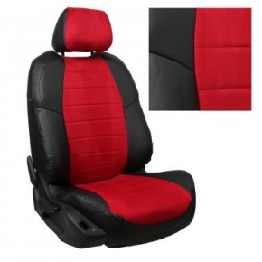 Renault Logan II 40/60 / Sandero II (без подушек безопасности) c 14г. Черный + Красный Алькантара