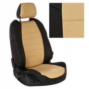 Volkswagen Golf Plus с 04-14г. / Tiguan I с 07-16г. (без столиков). Черный + Бежевый Экокожа