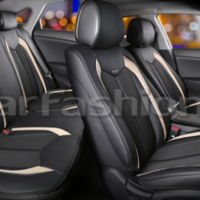 Комплект универсальных Накидок Фронт "URBAN PLUS PREMIUM"  от CarFashion Черно-бежевые