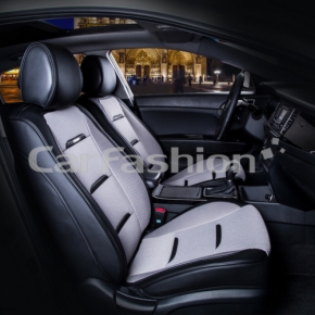 Комплект универсальных накидок  "BUSINESS"  от CarFashion Черные с белыми вставками